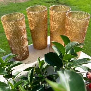 Vintage MCM COLOR CRAFT Spaghetti String 1960’s 12 Ounce Tumblers Set of 4